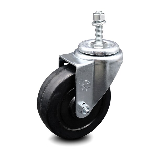 Service Caster 4 Inch Soft Rubber Wheel Swivel 10mm Threaded Stem Caster SCC-TS20S414-SRS-M1015 - main